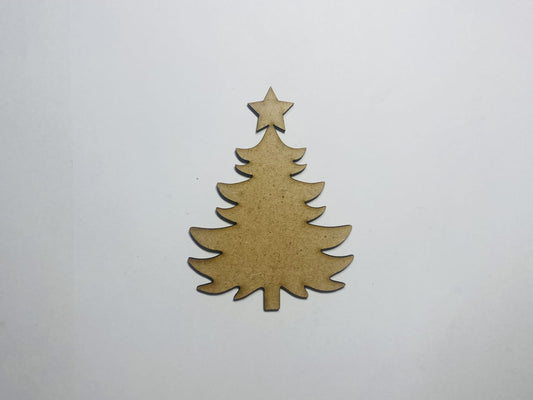 Laser Cut Unfinished Wood Christmas Tree Cutout 76mm