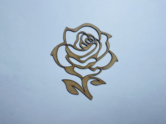 Laser Cut Unfinished Rose Flower Shape Wood Cutout 76mm