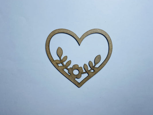 Laser Cut Unfinished Wood Growing Heart Shape  Cutout 76mm high