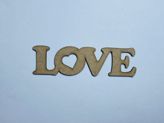 Laser Cut Love Shape Unfinished Wood Craft Cutout 100x28mm