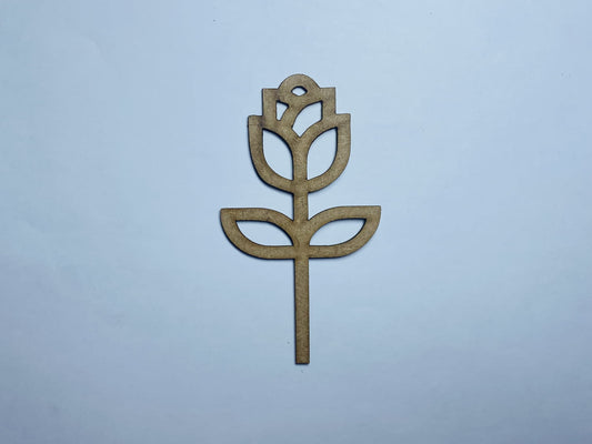 Laser Cut Flower Wood Cutout76mm high