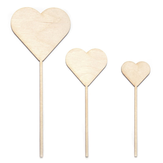 Laser Cut Wooden Heart Shaped Cake Topper76mm high