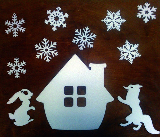 Laser Cut Christmas Elements Design Hare Fox Snow Flakes 76mm high (Copy)