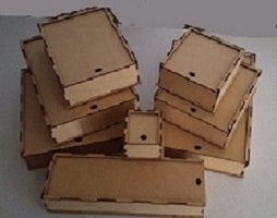 Wooden sliding lid box laser cut yellow mdf 3mm