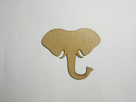 Laser Cut Wooden Elephant Head Cutout  76mm