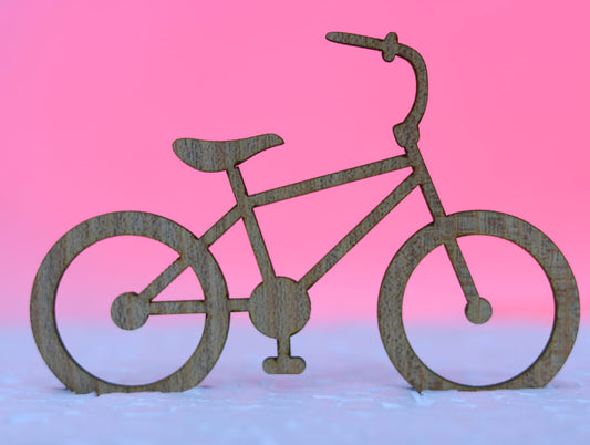 Laser Cut Unfinished Wood Bike Cutout  76mm high