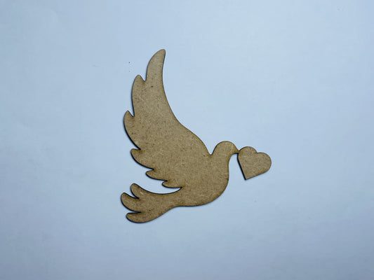 Laser Cut Dove With Heart Cutout 76mm