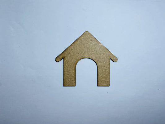 Laser Cut Unfinished Wooden Dog House Cutout 76mm high