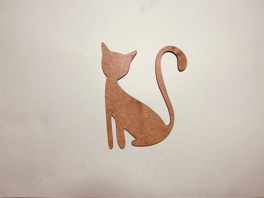 Laser Cut Cat Unfinished Wood Cutout 76mm high