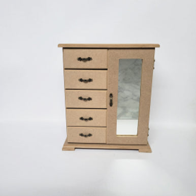 Jewel Box 5 Drawer 1 Door Mirror With Feet