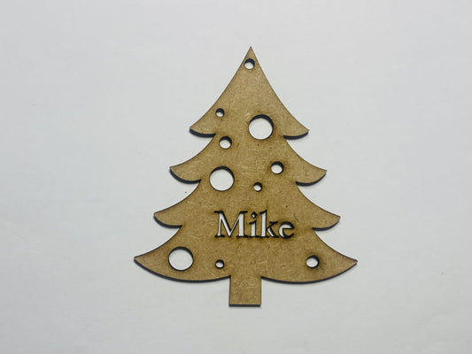 Laser Cut Personalized Christmas Tree Ornament  76mm high