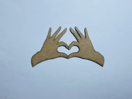 Laser Cut Wooden Heart Hands Cutout 76mm high