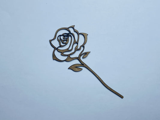 Laser Cut Unfinished Rose Flower Shape Wood Cutout 76mm