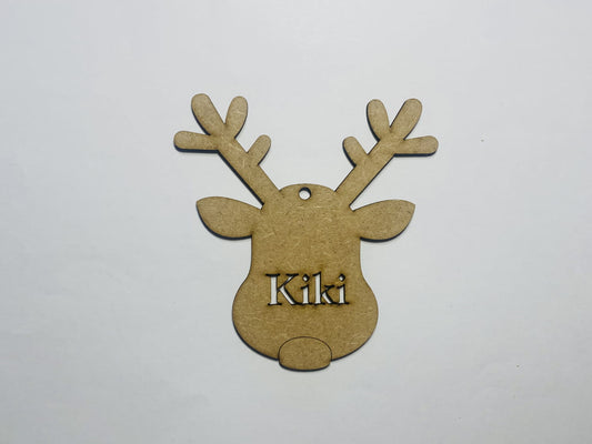 Laser Cut Personalised Reindeer Christmas Decoration 76mm high