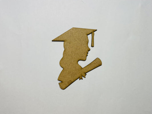 Laser Cut Female Graduate  Wood Cutout 76mm high