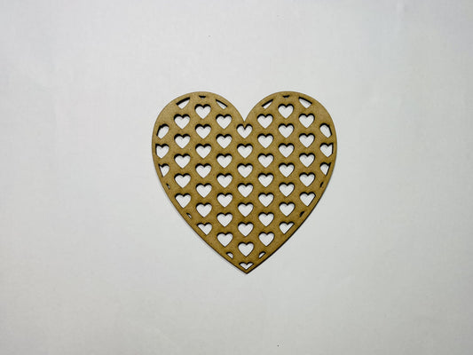 Laser Cut Unfinished Wood Heart Cutout  76mm