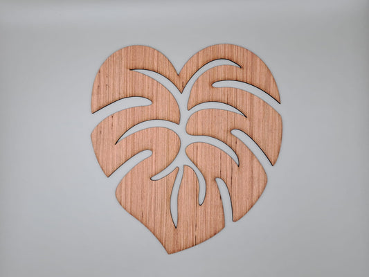 Laser Cut Monstera Leaf Wooden Cutout 76mm high