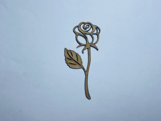 Laser Cut Unfinished Rose Flower Shape Wood Cutout 76mm