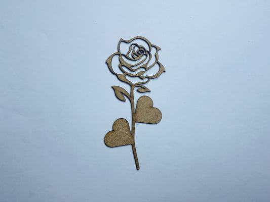 Laser Cut Unfinished Wooden Rose Cutout 86mm high