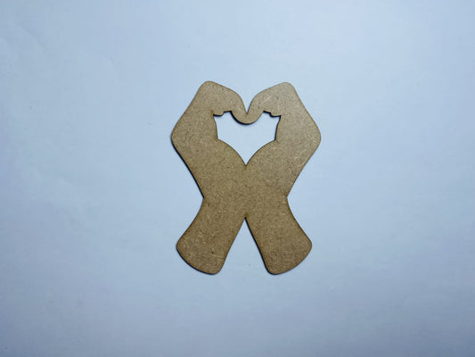 Laser Cut Heart Hands Shape Wood Cutout 76mm high