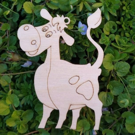 Laser Cut Engraved Cow 76mm high