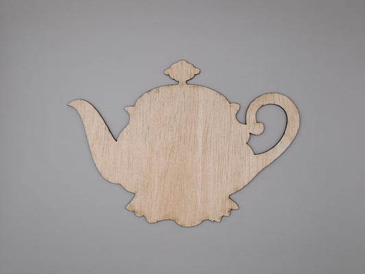 Laser Cut Wooden Kettle Shape Teapot Cutout 76mm